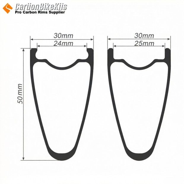 超軽量700C 50x30mm カーボン チューブレス フックレス グラベル/CXリム 超軽量700C 50x30mm カーボン チューブレス フックレス グラベル/CXリム